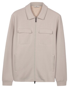 Thomas Maine Sweat Double Chest Pocket Two-Way Zip Overshirt Light Grey