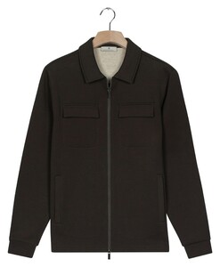 Thomas Maine Sweat Full Zip Double Chestpocket Vest Donker Bruin