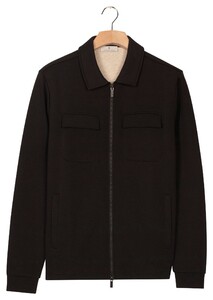 Thomas Maine Sweat Full Zip Double Chestpocket Vest Zwart