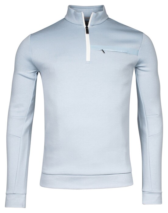 Thomas Maine Sweatshirt Half Zip Doubleface Trui Licht Blauw