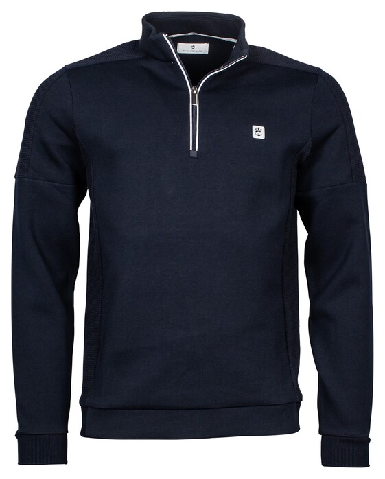 Thomas Maine Sweatshirt Zip Fine Contrast Pullover Navy