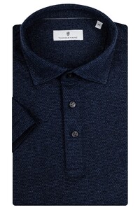 Thomas Maine Texture Cotton Knit Jersey Short Sleeve Two-Tone Polo Navy