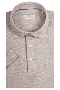 Thomas Maine Texture Cotton Knit Jersey Short Sleeve Two-Tone Poloshirt Sand