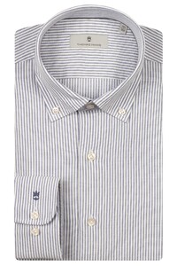 Thomas Maine Torino Button-Down Brushed Oxford Stripe Shirt Navy