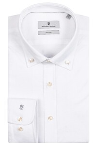Thomas Maine Torino Button Down Cotton Piqué Shirt White