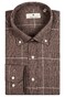 Thomas Maine Torino Button Down Flannel Check Shirt Dark Brown-Off White