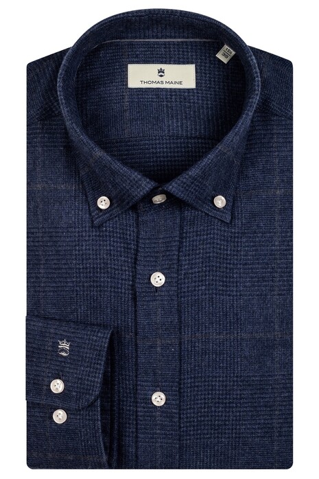 Thomas Maine Torino Button Down Flannel Check Shirt Navy-Anthracite