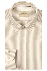 Thomas Maine Torino Button-Down Oxford Stripe Shirt Sand