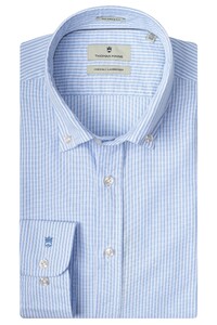 Thomas Maine Torino Button Down Oxford Stripe Shirt White-Sky Blue