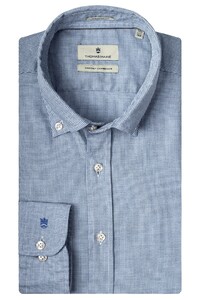 Thomas Maine Torino Button Down Pied de Poule Melange Shirt Sky Blue