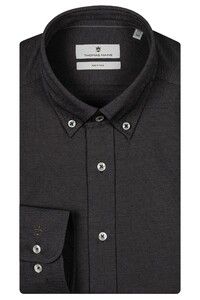 Thomas Maine Torino Button Down Piqué Jersey Overhemd Antraciet