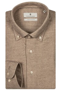 Thomas Maine Torino Button Down Two-Ply Herringbone Flannel Shirt Sand