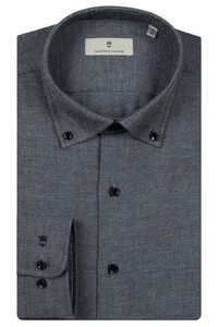 Thomas Maine Torino Button Down Yarn Dyed Flanel Twill Overhemd Navy
