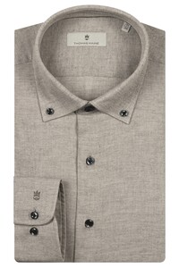 Thomas Maine Torino Button Down Yarn Dyed Flannel Twill Shirt Grey