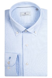 Thomas Maine Torino Small Button-Down Structured Stretch Overhemd Licht Blauw