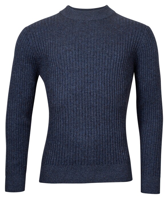 Thomas Maine Turtle Neck All Over Rib Knit Trui Jeans Blauw