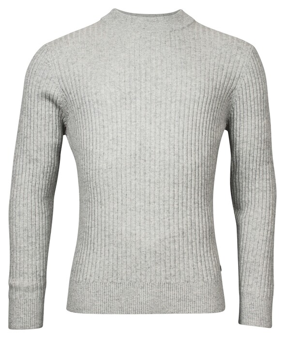 Thomas Maine Turtle Neck All Over Rib Knit Trui Licht Grijs