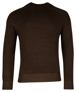 Thomas Maine Turtle Two Color Brioche Rib Knit Pullover Dark Olive