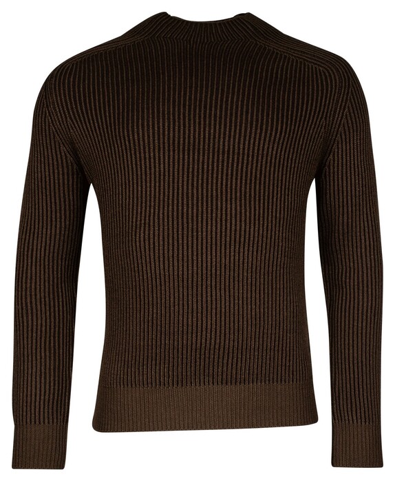 Thomas Maine Turtle Two Color Brioche Rib Knit Pullover Dark Olive