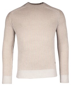 Thomas Maine Turtle Two Color Brioche Rib Knit Pullover Light Beige Melange