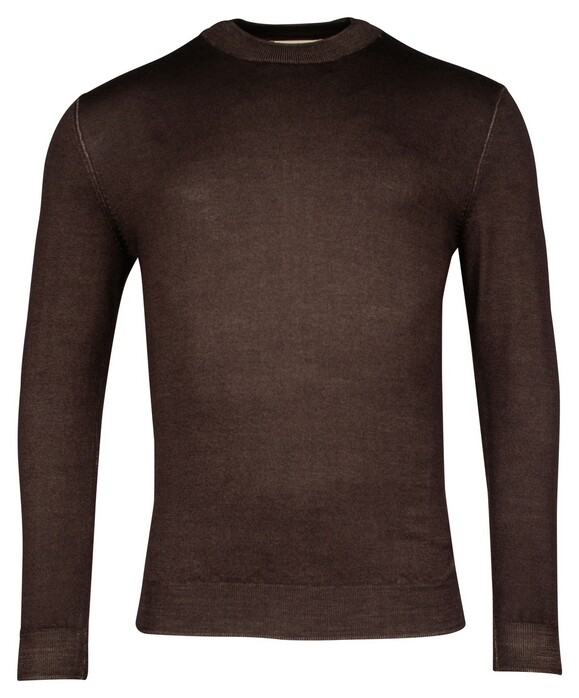 Thomas Maine Turtleneck Single Knit Dye Wash Pullover Dark Brown Melange