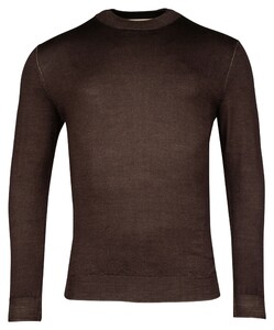 Thomas Maine Turtleneck Single Knit Dye Wash Trui Donker Bruin