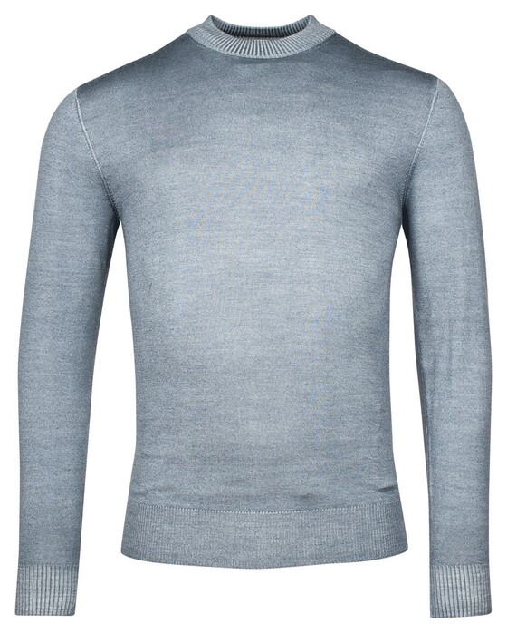 Thomas Maine Turtleneck Single Knit Dye Wash Trui Grijsblauw