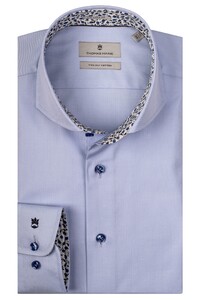 Thomas Maine Two Ply Uni Cotton Pattern Contrast Overhemd Blauw-Blauw