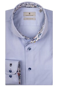Thomas Maine Two Ply Uni Cotton Pattern Contrast Shirt Blue-Light Blue
