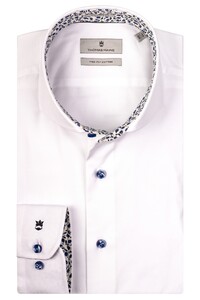 Thomas Maine Two Ply Uni Cotton Pattern Contrast Shirt White-Blue