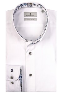 Thomas Maine Two Ply Uni Cotton Pattern Contrast Shirt White-Dark Blue