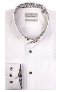 Thomas Maine Two Ply Uni Cotton Pattern Contrast Shirt White-Green