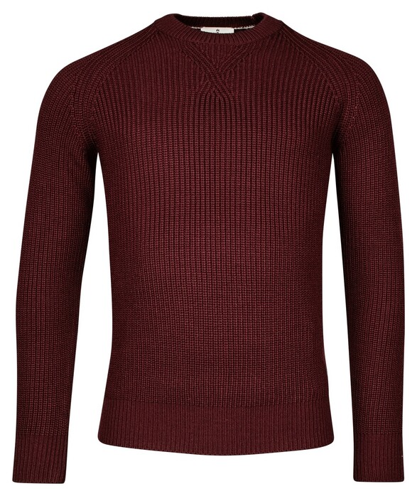 Thomas Maine Uni Color Crew Neck Texture Knit Pullover Bordeaux