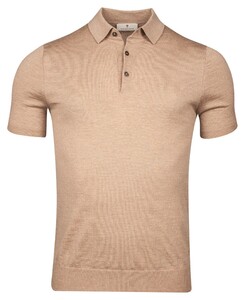 Thomas Maine Uni Color Fine Merino Single Knit Poloshirt Beige