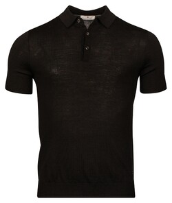Thomas Maine Uni Color Fine Merino Single Knit Poloshirt Black