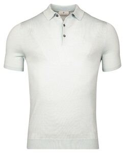 Thomas Maine Uni Color Fine Merino Single Knit Poloshirt Ice Blue