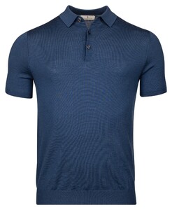Thomas Maine Uni Color Fine Merino Single Knit Poloshirt Indigo