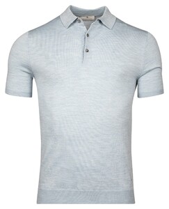 Thomas Maine Uni Color Fine Merino Single Knit Poloshirt Light Blue
