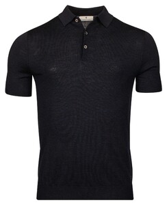 Thomas Maine Uni Color Fine Merino Single Knit Poloshirt Navy