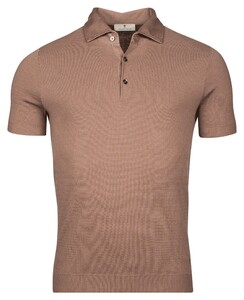 Thomas Maine Uni Color Half Milano Knit Polo Greige