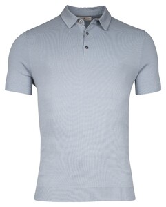 Thomas Maine Uni Color Half Milano Knit Polo Licht Blauw