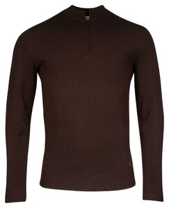 Thomas Maine Uni Color Half Zip Single Knit Pullover Brown