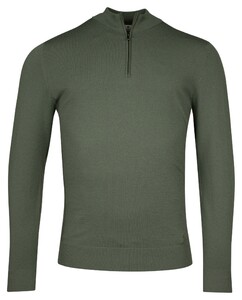 Thomas Maine Uni Color Half Zip Single Knit Pullover Green