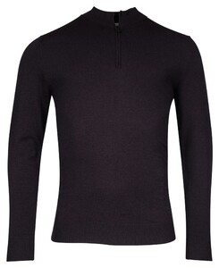 Thomas Maine Uni Color Half Zip Single Knit Trui Navy