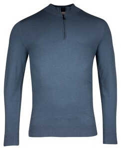 Thomas Maine Uni Color Half Zip Single Knit Trui Storm Sky