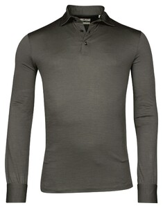 Thomas Maine Uni Color Longsleeve Merino Polo Grijs