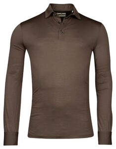 Thomas Maine Uni Color Longsleeve Merino Polo Taupe