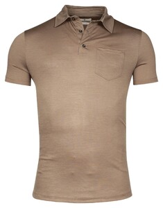 Thomas Maine Uni Color Merino Wool Jersey Short Sleeve Polo Greige