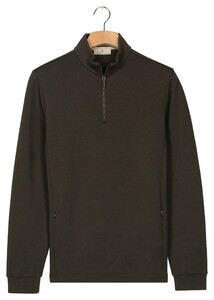 Thomas Maine Uni Color Sweat Half Zip Trui Donker Groen