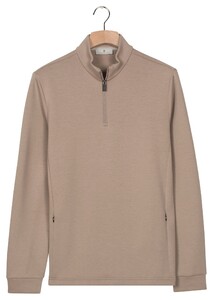 Thomas Maine Uni Color Sweat Half Zip Trui Greige
